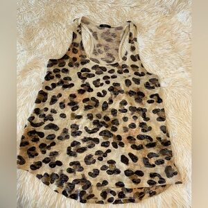 Enti Glamour High Low Racerback Tank. Small. Leopard Print.